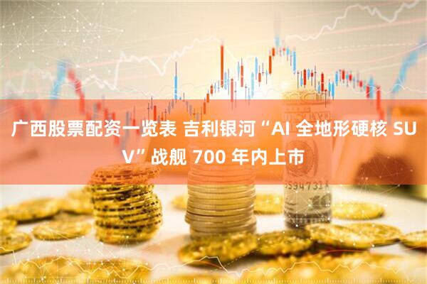广西股票配资一览表 吉利银河“AI 全地形硬核 SUV”战舰 700 年内上市